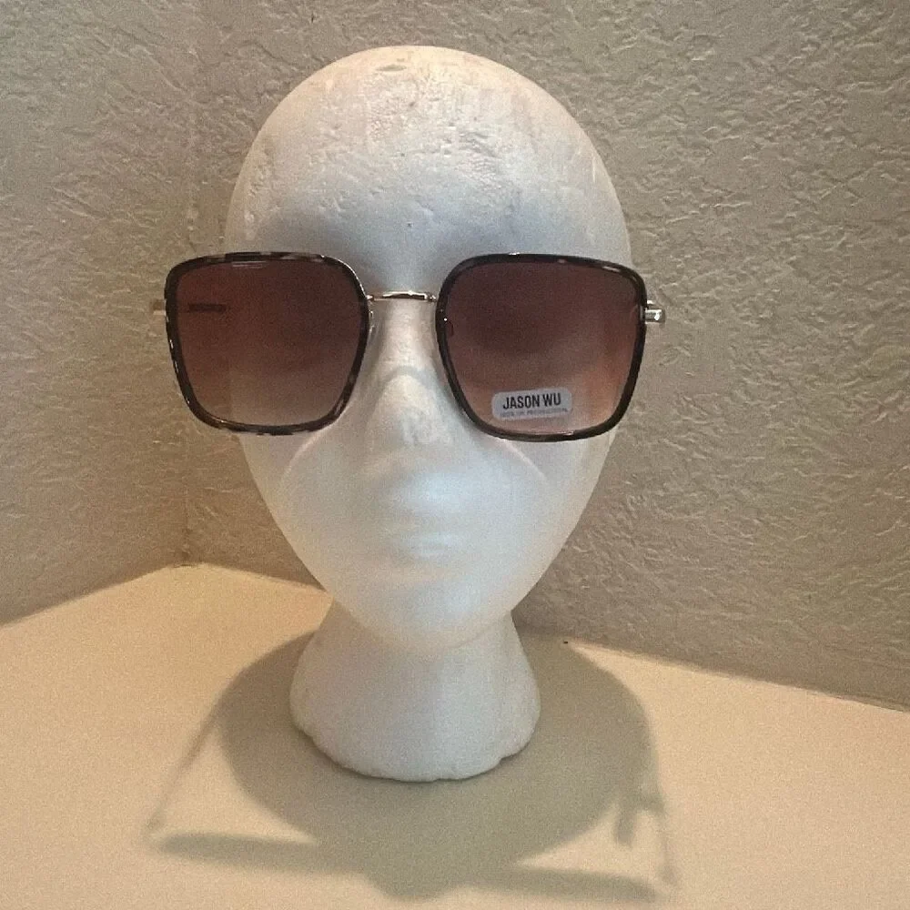 Jason Wu Oversized Square Sunglasses Brown Gold Tortoise Shell Statement NWT